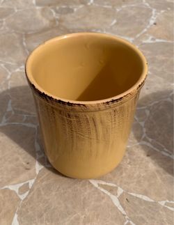 Vintage De Silva Italy Ceramic Utensil Holder Crock - Mustard Yellow