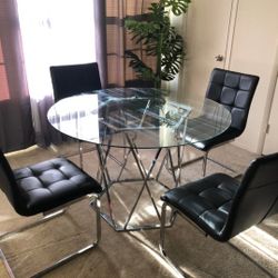 Tempered Glass Table With 4 Chairs By Ashley Furniture ⭐ No Needed Credit Check 💛 $39 Down Payment with Financing
