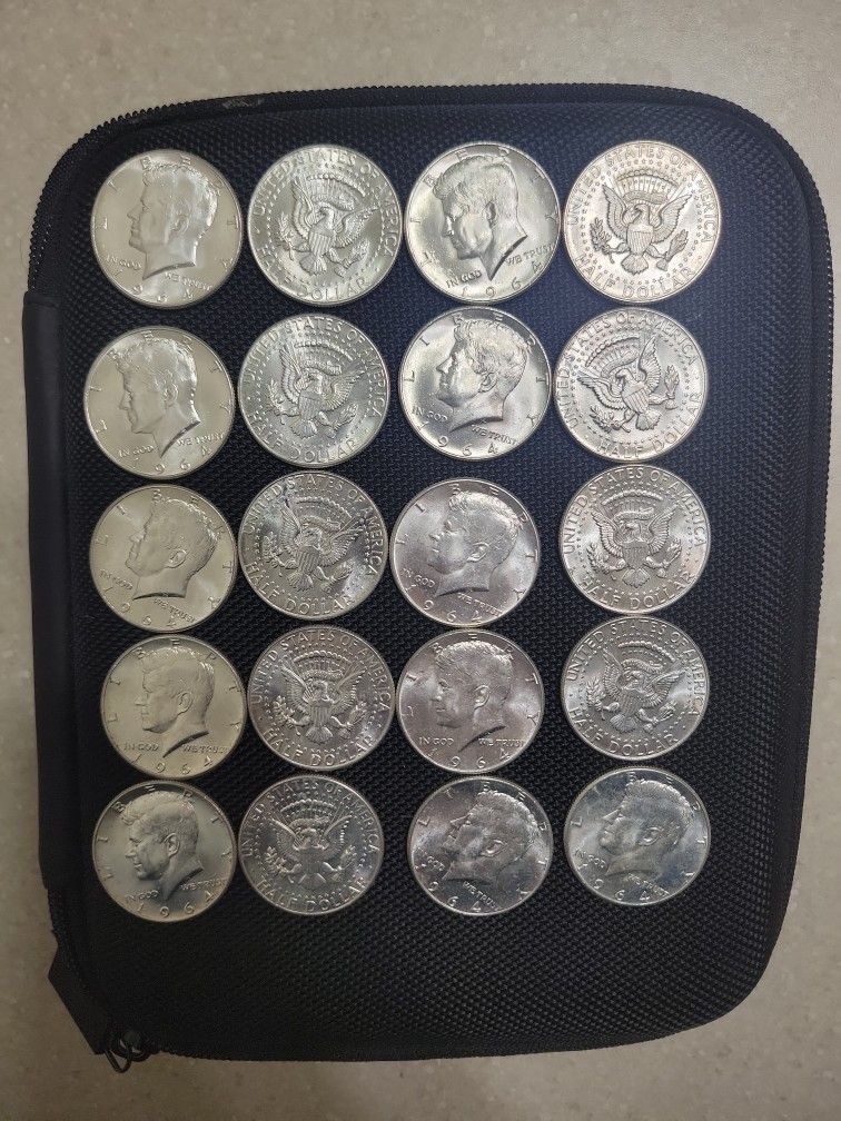 1964 BU Roll Of Kennedy Half Silver Dollars 