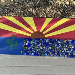 Beer Bottle Cap AZ State Flag Wooden Decor 