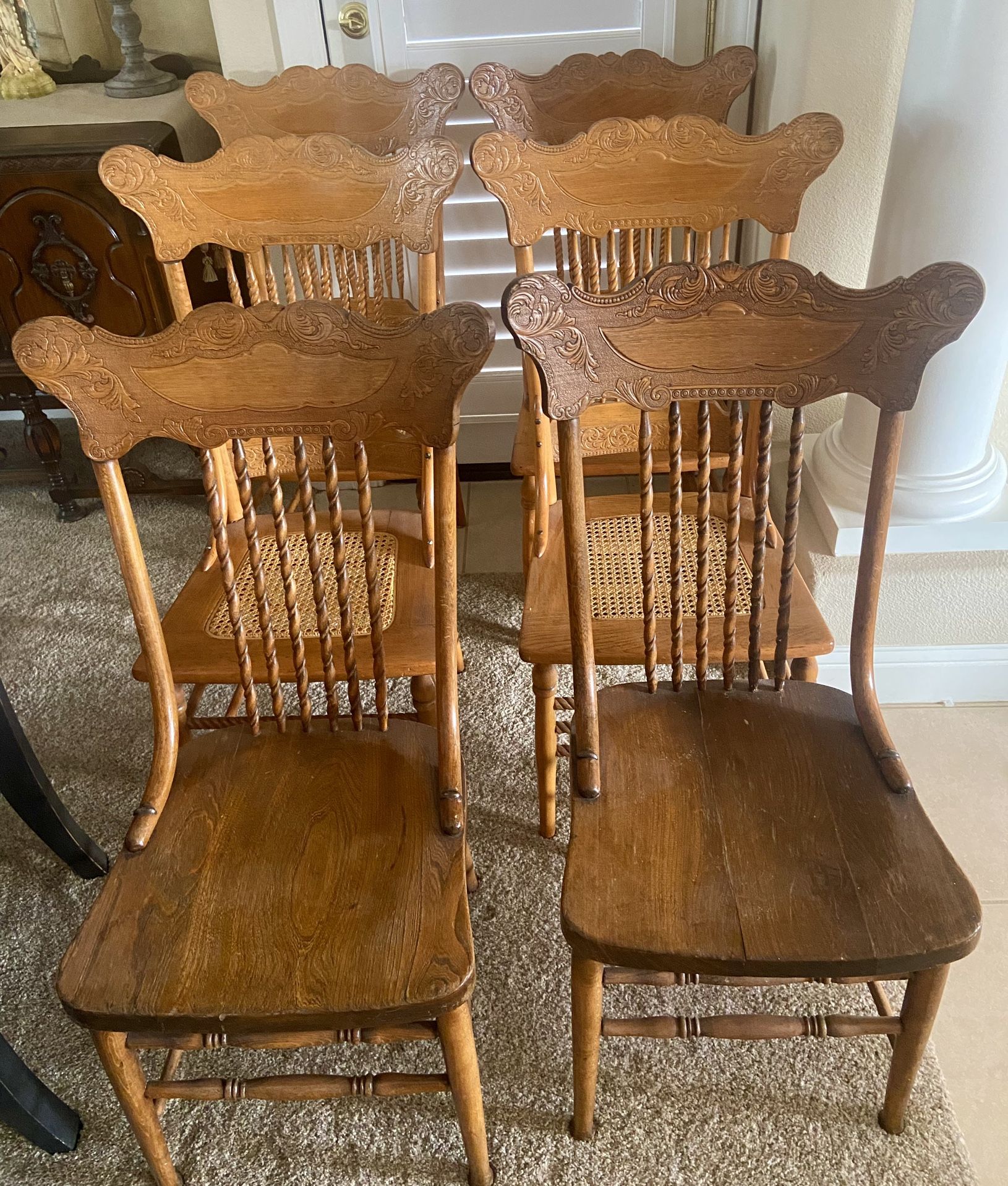 Oak Press Back Chairs