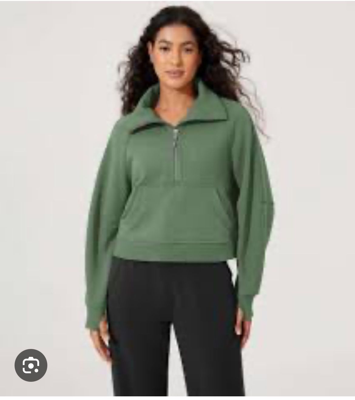 fleece linen half zip funnel neck sweatshirt ododos size Small