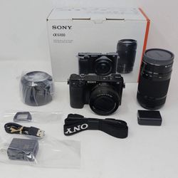 Sony alpha 6100 Mirrorless 4k video camera with E Paz 16-50mm lens 