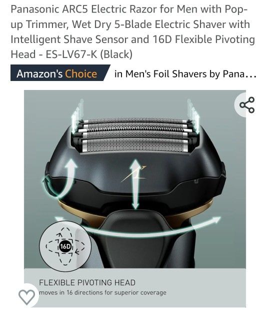 PANASONIC ES LV67 RAZOR FOR NAN POP WET DRY 5 BLADE TRIMMER