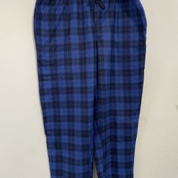 Men blue Plaid Fleece Pajama Pants with pockets size XL (40-42).   (V)