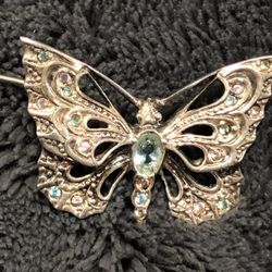 Heavy Sterling Silver Butterfly Brooch