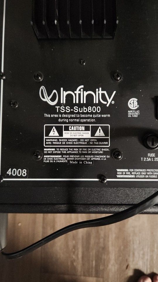 Infinity Home Theater System W/ Subwoofer
