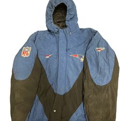 Vintage Reebox patriots navy black coat puffer super rare proline nfl 