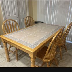 Tile Top Kitchen Dining Table 65x39 With. 4  Hairs 