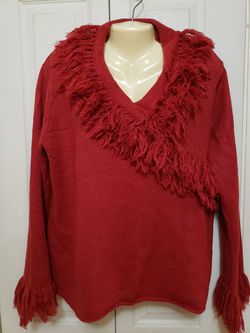 Knit & Pearl dark red sweater 1X
