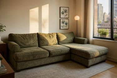 Olive Green Sectional Couch L/sofa  W/Chaise