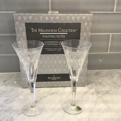 WATERFORD CRYSTAL TOASTING FLUTES- NEW IN BOX