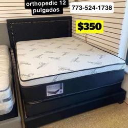 Package deal headboard frame with mattress and box spring brand new complete set available for pick up or delivery 🚚 773-524-1738