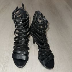 VINTAGE VIA SPIGA Black Heels Size 8 1/2 Gladiator Women Style