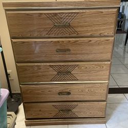 Dresser Wood 5 Drawer 4ft Tall