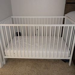 White Crib With Mattress