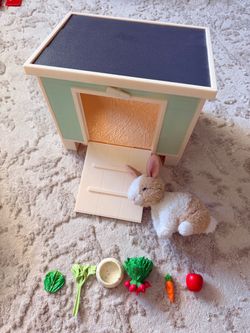 Our Generation Bunny Hutch house with fruit and veggies