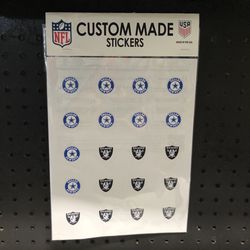 40 Pieces Of NFL Custom Made STICKERS Las Vegas raiders 49ers Cowboys 1” Inch 