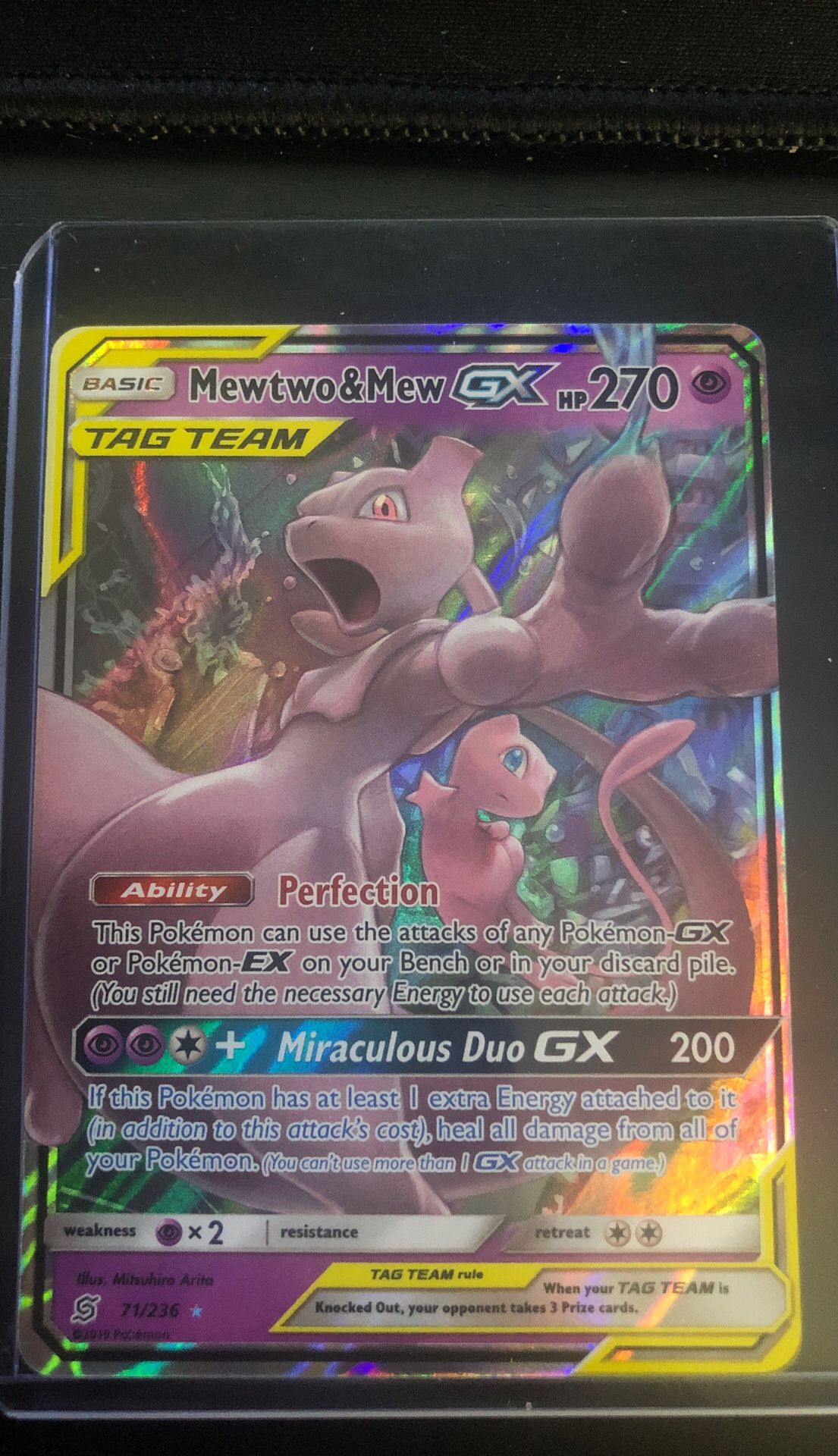 Mewtwo & Mew GX Full Art Unified Minds Pokémon Card