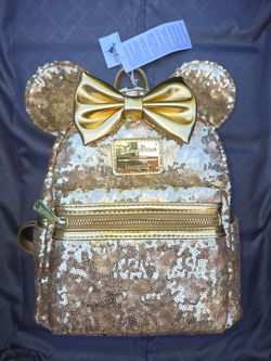 Disney Loungefly Backpack - Minnie Mouse Sequin - Gold
