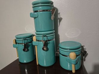 SET OF 4 CERAMIC CANISTERS