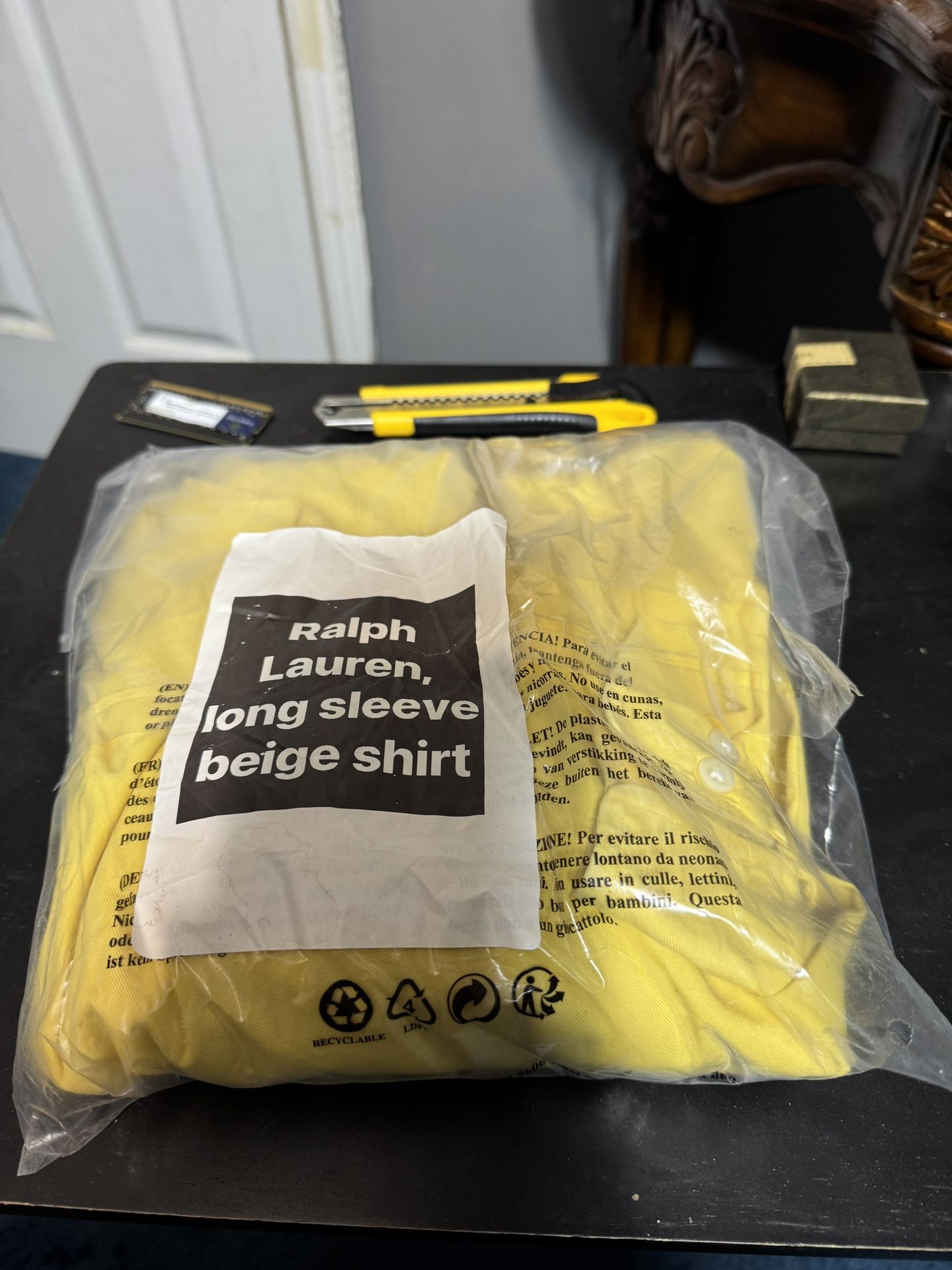 Yellow Ralph Lauren Long Sleeve Shirt In Large