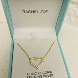 RACHEL ZOE CUBIC ZIRCONIA STERLING SILVER 16+2"NECKLACE
