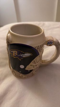 Vintage 2000 Miller Lite NFL Baltimore Ravens Ceramic Beer Stein - Sculpted Relief Mug
