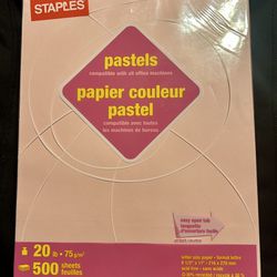 Staples 20lb Pastel Pink Multipurpose Printer / Copy Letter Size Recycled Paper Paper