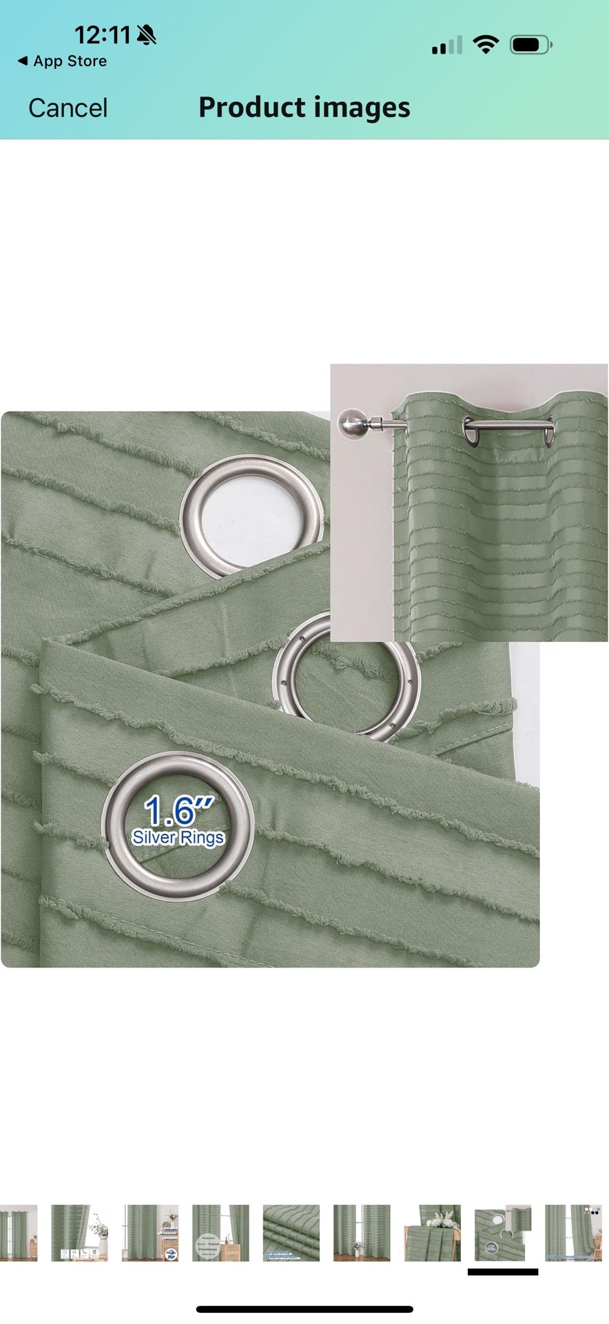 Aiyufeng Boho Green Striped Curtains 84 Inches Long 2 Panels Set, Tufted Stripe Farmhouse Curtains