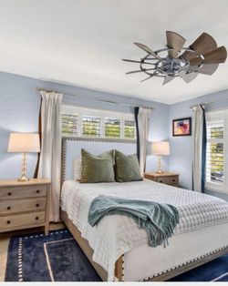 bed frame and 2 nightstand