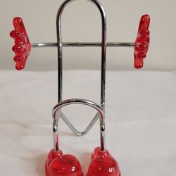Vintage 80s/90s "Desktop Buddy" Eyeglass Holder Stand – Red & Chrome