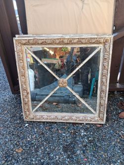 2 Ornate Square Wall Mirror with Carved Frame