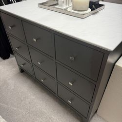  Dark Gray Closet Island with Faux Marble Top/Set of Two Matching Dressers