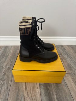 Authentic Fendi Leather Lace Up Boots size 9