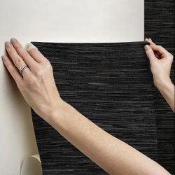NuWallpaper Black Grassweave Peel And Stick Wallpaper