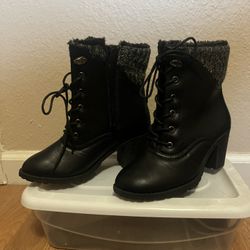 Black Lace Up Boots Size 6