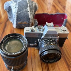 Minolta SRT-101 35mm film camera with 2 lenses