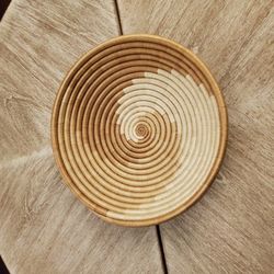 African Basket Rwanda Woven Sisal Sweet Grass Bowl Hang Tan 12"