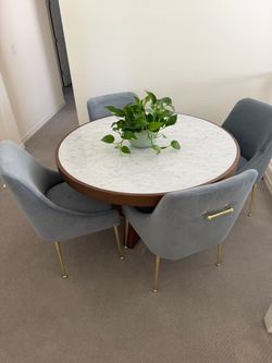 OBO Anthropologie Elowen Blue Velvet Dining Chairs – Set of 4
