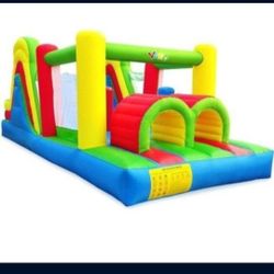 YARD Bounce House Oversized Rainbow Racer Inflatable Obstacle Course Bouncer Large Slide Climbing Wall Combo 6 in 1, 21.3'x 9.2'x7.9', Extra Durable B