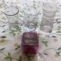 3 Glass Flower Vases