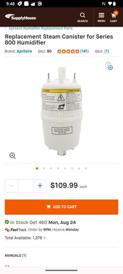 Aprilaire Replacement Steam Canister Series 80