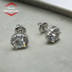 Vvs Moissanite 14k White Gold  Round Cut Earings 