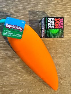 Needoh Fuzz Ball & Sunny Days Squeezy Carrot Squishy