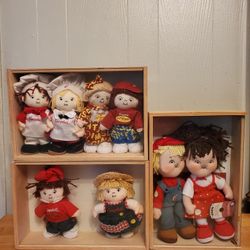 Vintage Campbell's Soup Kids Beanie Doll Set Of 8 With Display Case