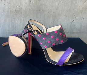 Gianni Marra Sandals Size 7 (Made in Italy) Polka Dot Satin Heel