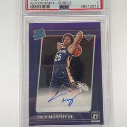 2021-22 Trey Murphy III AUTO Purple Optic Rated Rookie PSA 7 … Steal Price!!!
