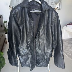 Vtg Oakwood Black Leather Classic Jacket Men’s L