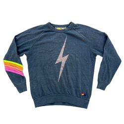 Aviator Nation Lightning Bolt Chevron 5 Stripe Crewneck Sweatshirt Size Medium